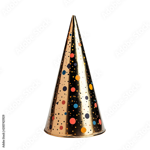 Front view of a party hat for New Year's isolated on a white transparent background