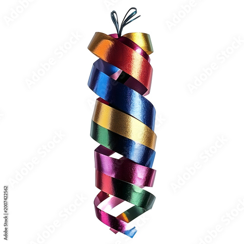 Front view of a streamers for New Year's isolated on a white transparent background
