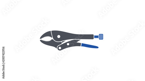 Foto Minimalist flat vector icon of a vise grip tool on white background