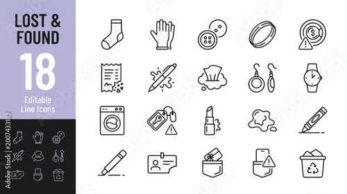 Quadro em tela Lost & Found Line Editable Icons set
