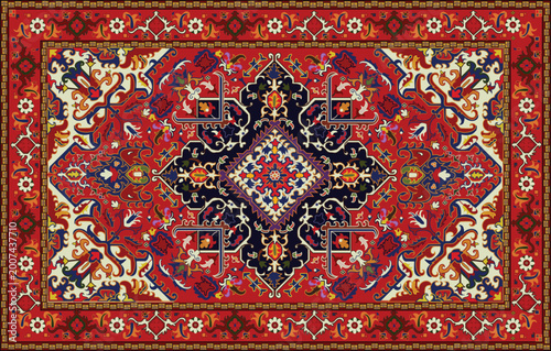 High-resolution vintage Persian carpet tribal vector pattern in warm terracotta earth tones engineered with modular global color swatches for easy interior staging customization.