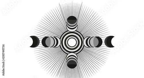 Cuadro en lienzo Abstract representation of moon phases and celestial cycles.