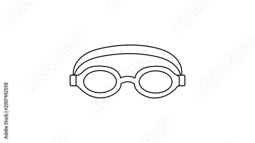 Obraz na płótnie Professional black line vector icon of swimming goggles featuring an editable stroke, perfect for water sports designs, athletic equipment concepts, and minimalist pool activity illustrations