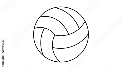 Clean volleyball vector icon with an editable stroke, presenting a minimalist black line illustration on a white background, ideal for sports club logos, team apparel, and athletic equipment.