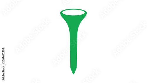 Modern flat vector icon representing a golf tee for sports apps, professional golf equipment illustration on white background, minimalist graphic for athletic tournaments and leisure activities.