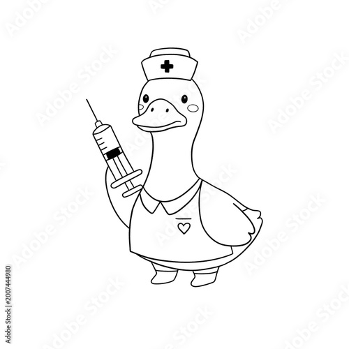Black and White, Outline Hand drawn Silly Goose theme clip art, Perfect for DIY, Coloring page, and Cricut.