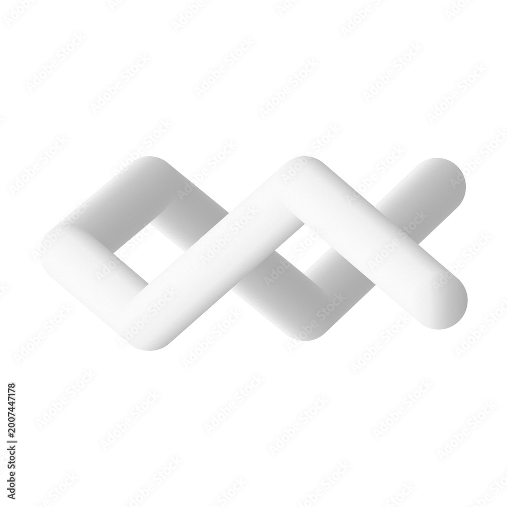Fototapeta premium Abstract minimalist white twisted structure isolated background