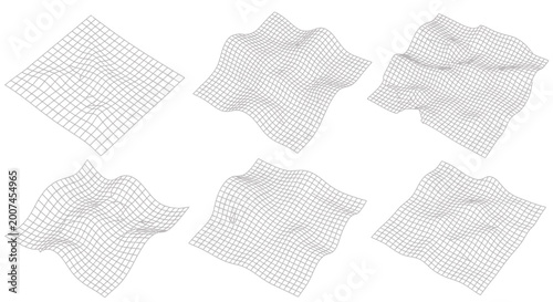 Foto Abstract grid distortion over time, representing data flow or surface changes