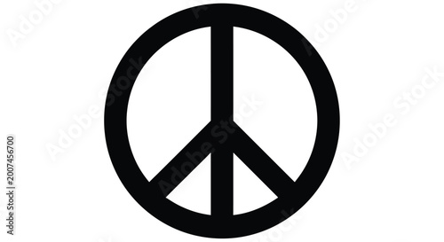 Schilderij op canvas A simple black and white image depicting the universally recognized peace symbol