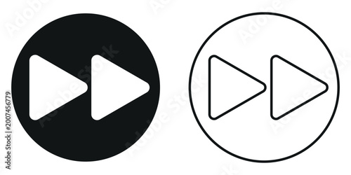 Konstfotografi Black and white fast forward skip media player user interface icons for modern d