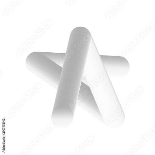 Canvastavla Modern white minimalist 3D star-shaped geometric element with soft shadow