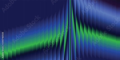 Vibrant green and blue gradient wave pattern with vertical lines