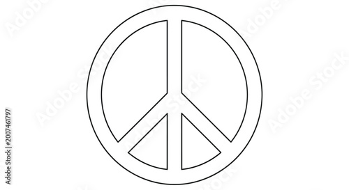 Bild auf Leinwand Simple line drawing of a peace symbol against a plain white background