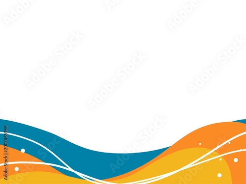 Foto Clean white background featuring blue and yellow waves, designed specifically for presentations