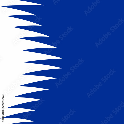 Blue and white serrated flag abstract geometric design background