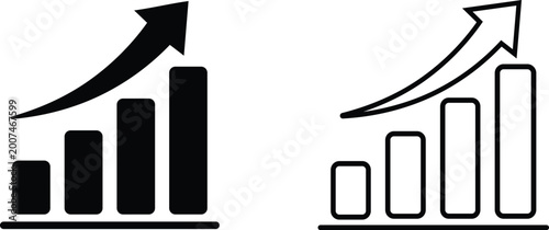 Financial growth icon rising bar chart upward arrow business profit trend transparent background