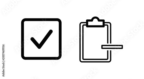 Goal and goal tasks icons with objective ambition planning clipboard document checkmark completion achievement progress strategy management organization checklist assignment business