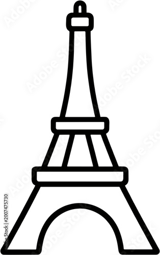 Paris Landmark Tower Outline Vector Icon Design
