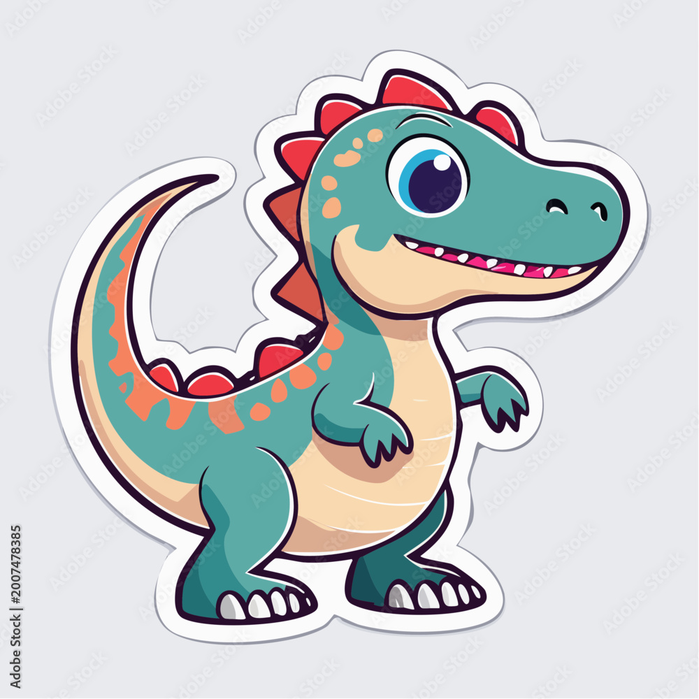 Fototapeta premium Cute Cartoon Dinosaur Sticker