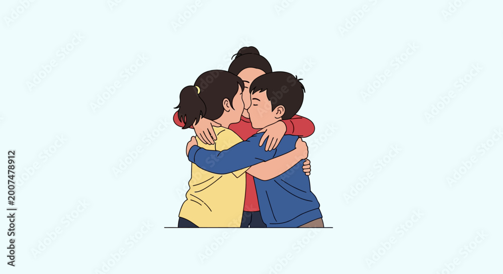 Obraz premium Adorable children hugging each other with pure affection and joy