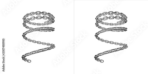 Fotografija Double silver metal chain spiral jewelry piece on transparent background