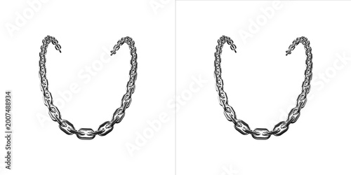Foto Dual polished silver chain necklaces hanging on transparent background