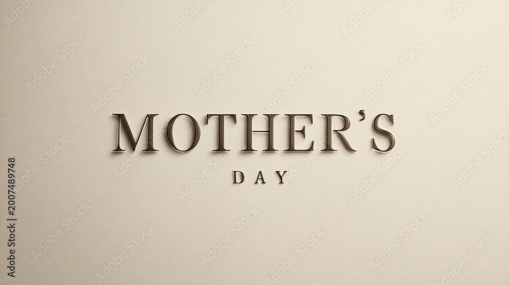 Fototapeta premium Warm Beige Mother’s Day Minimal Elegant Typography Design