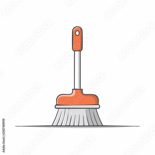 Cartoon Broom with Orange Handle