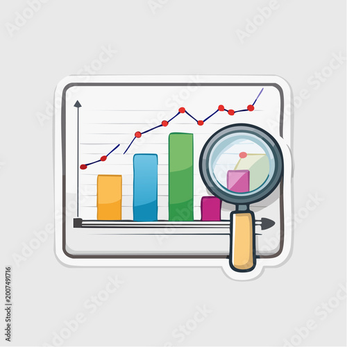 Bar Chart and Line Graph with Magnifying Glass