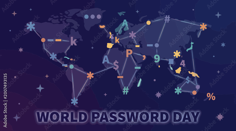 Fototapeta premium World Password Day global digital security concept illustration