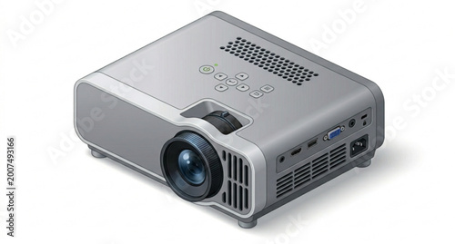 Obraz na plátně Isometric video projector vector illustration modern presentation device icon is