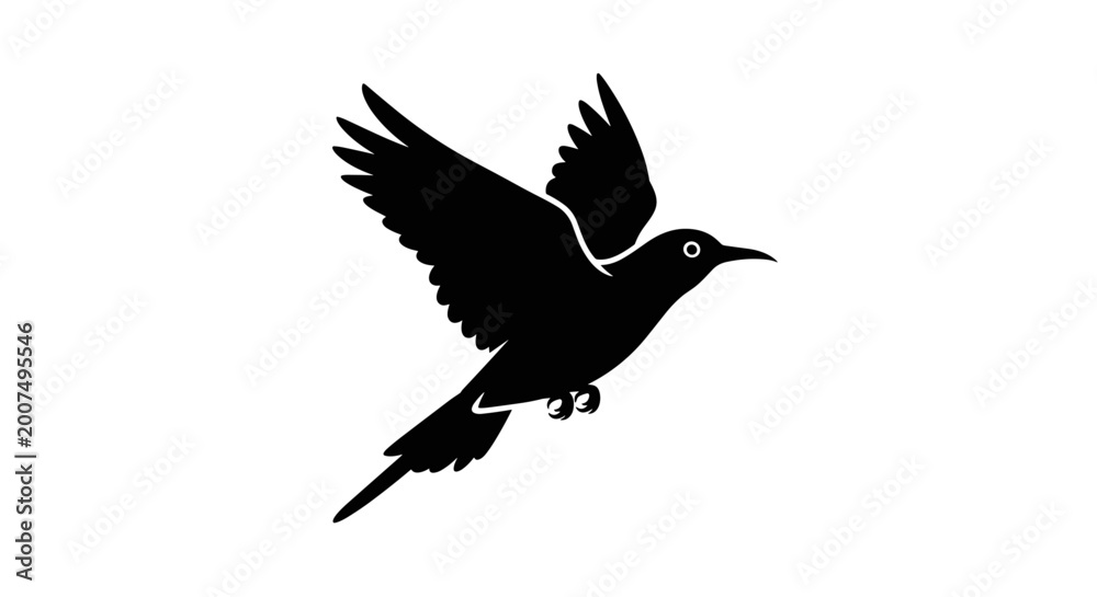 Obraz premium Black bird in flight silhouette 11.