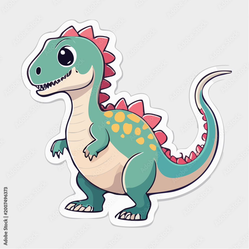 Obraz premium Cute Cartoon Dinosaur Sticker