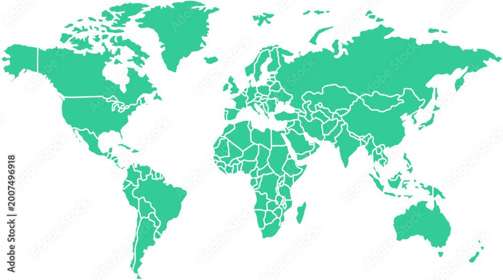 Obraz premium World Map Vector Flat Design Editable Template.