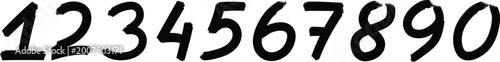Hand drawn numbers a set of handwritten digits from 1 to 0