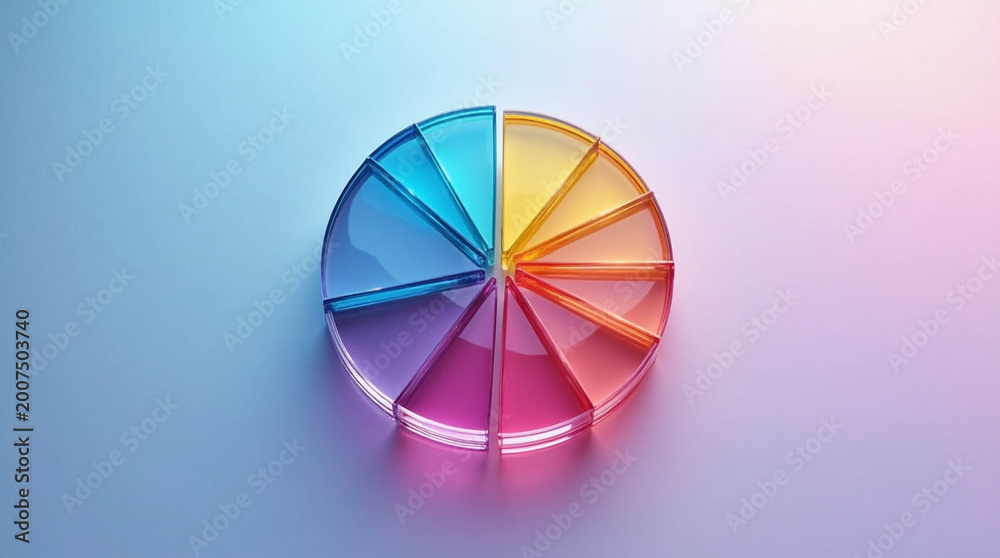Fototapeta premium Colorful translucent glass pie chart