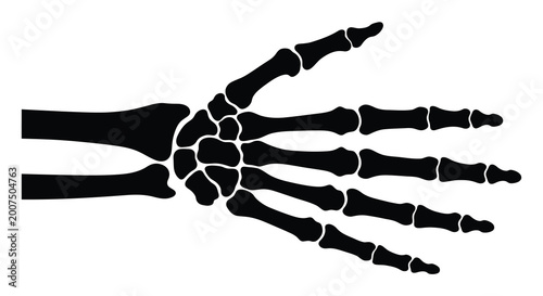 Canvastavla Human hand skeleton silhouette on a white background