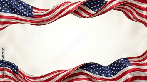 Patriotic american flag border frame on white background for independence day celebrations
