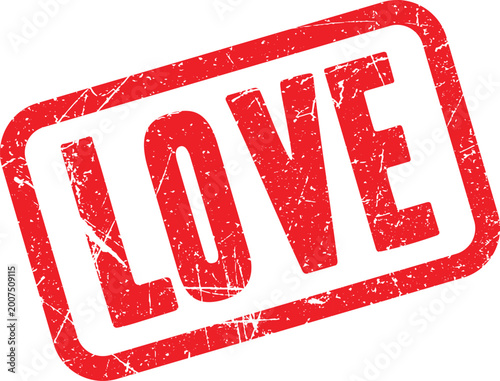 Red love stamp on white background with distressed texture