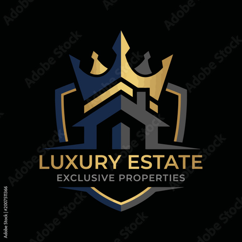 Fotografía This logo conveys luxury and sophistication with a crown and house design, perfect for an exclusive real estate brand showcasing premium properties