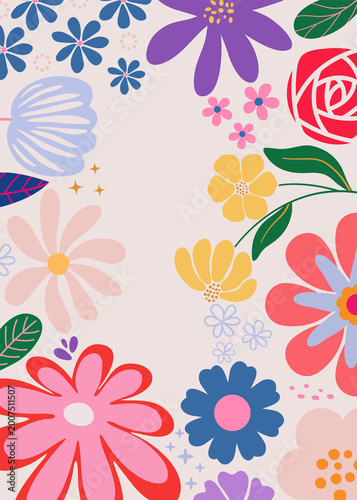 Design banner flower spring background with beautiful.