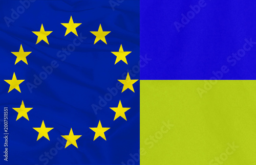 Photos Ukraine and European Union Flags Together