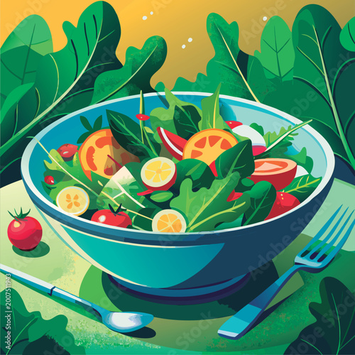 Delicious fresh salad in a bowl.