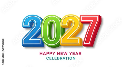 Festive '2027' new year graphic with vibrant colors and celebration text