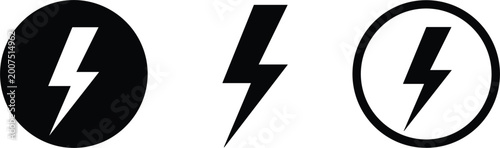 Free Download Lightning Bolt Icon Set with Electric Power Symbols in Solid and Outline Styles for Energy, Electricity, Charging, Warning, and Modern Design Projects. - GFXLoad