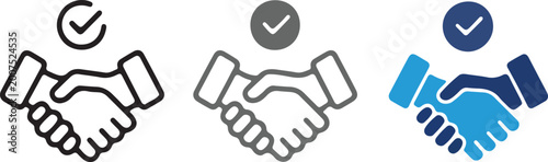 Φωτογραφία Handshake icons set with check mark for business deal, partnership agreement, trust and success
