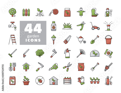 Gardening and Planting isolated vector icons set