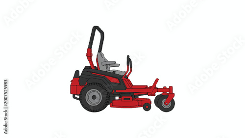 red and black lawn mower with gray seat  outdoor gardening equipment