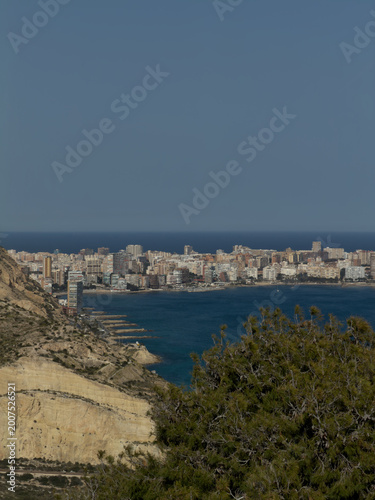 Aerial Panoramic View of Alicante City Coastline and Mediterranean Sea