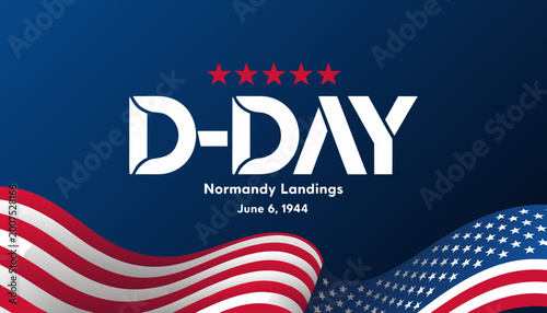 Foto D-Day Normandy landings poster vector illustration, June 6, honoring soldiers, sacrifice, bravery, and historic military operation